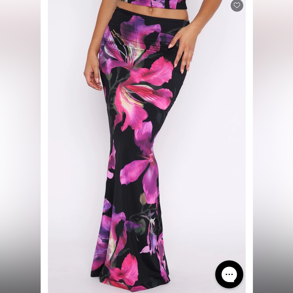 Floral Maxi Skirt Set- Black and Pink/Purple